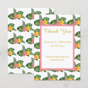 GOLD WHITE FLORAL HAWAIIAN Danke Karte
