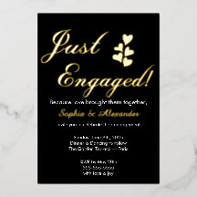 Gold & White Foil Engagement Invitation