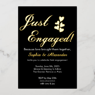 Gold & White Foil Engagement Invitation Folieneinladung