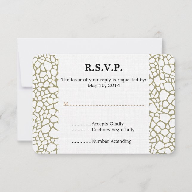Gold White Giraffe Print Wedding RSVP (Vorderseite)