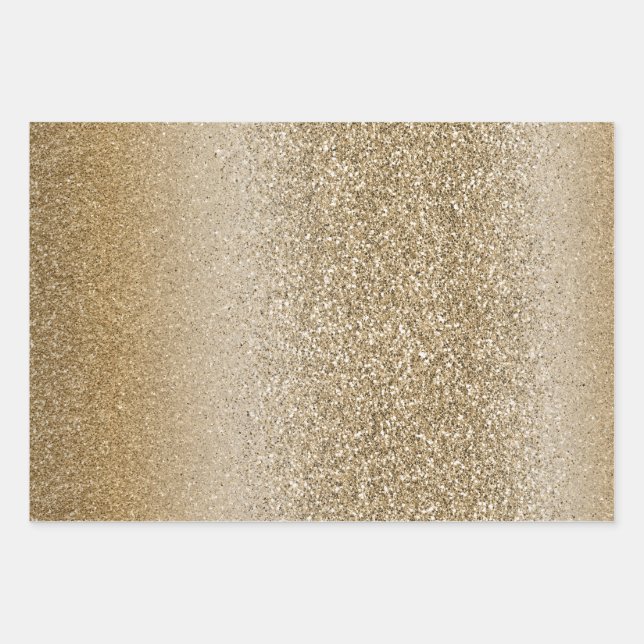 Gold White Glam Glitzer Geschenkpapier Set (Vorderseite 3)