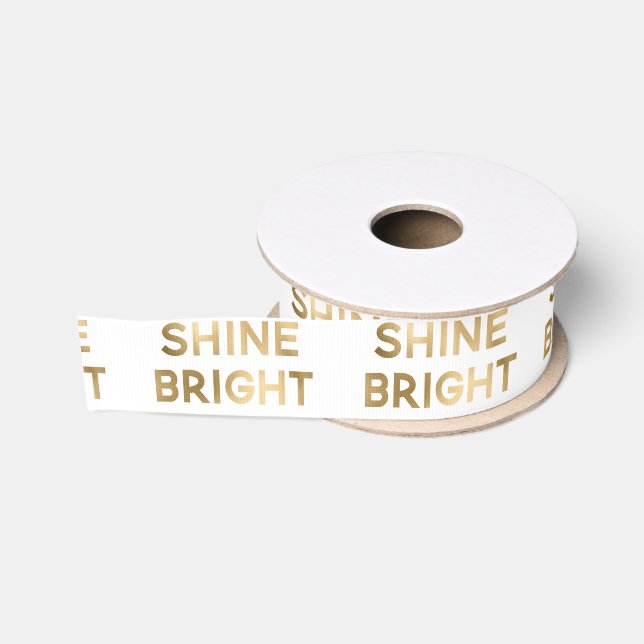 Gold White Glam Shine Bright Weihnachten Ripsband (Spule)