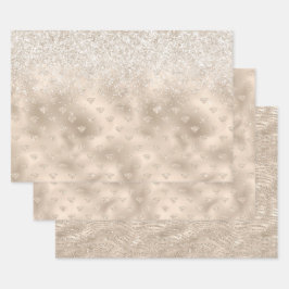 Gold White Glitz Glitzer Diamanten Geschenkpapier Set