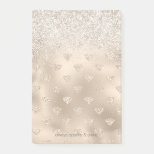 Gold White Glitz Glitzer Diamonds Post-it Klebezettel