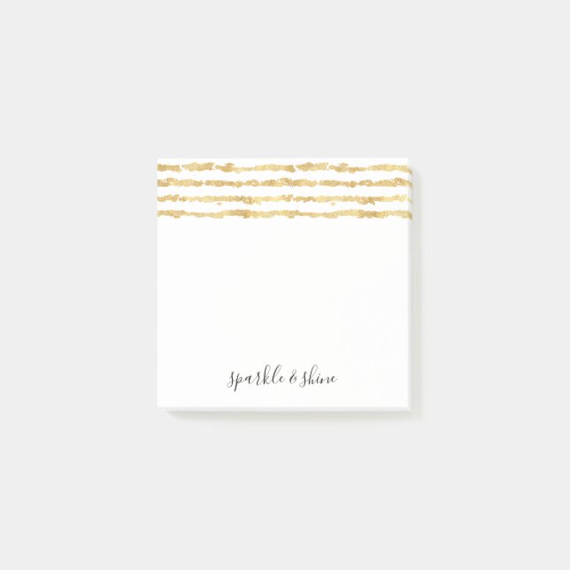 Gold White Glitz Streifen Sparkle Shine Post-it Klebezettel (Vorderseite)
