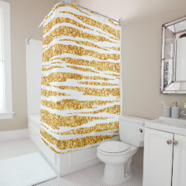 Gold White Glitzer Boho Populäre Tiger Collection Duschvorhang