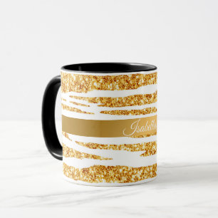 Gold White Glitzer Boho Populäre Tiger Collection Tasse