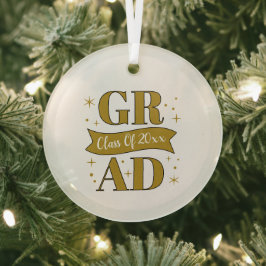 Gold & White Graduation Party Ornament Aus Glas