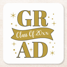 Gold & White Graduation Party Rechteckiger Pappuntersetzer