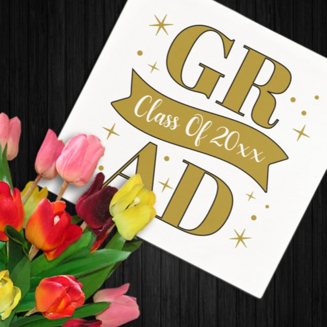Gold & White Graduation Party Serviette (Von Creator hochgeladen)