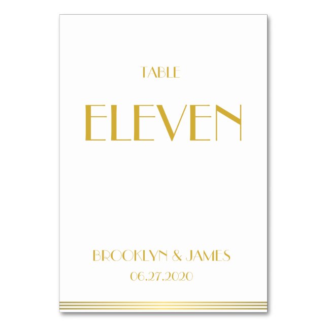 Gold White Great Gatsby Hochzeit Tischnummern (Vorderseite)