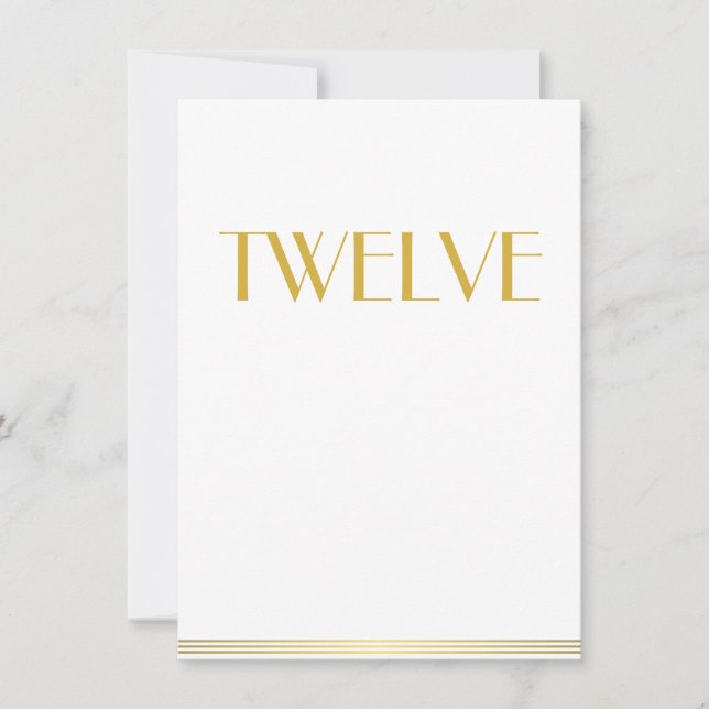 Gold White Great Gatsby Wedding Table Cards 12 Einladung (Vorderseite)