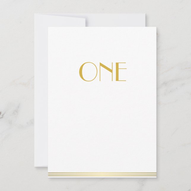 Gold White Great Gatsby Wedding Tischkarten Eins Einladung (Vorderseite)