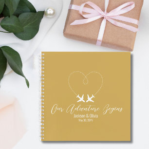 Gold & White Hochzeit, Zwei Flugzeuge bilden ein H Notizbuch