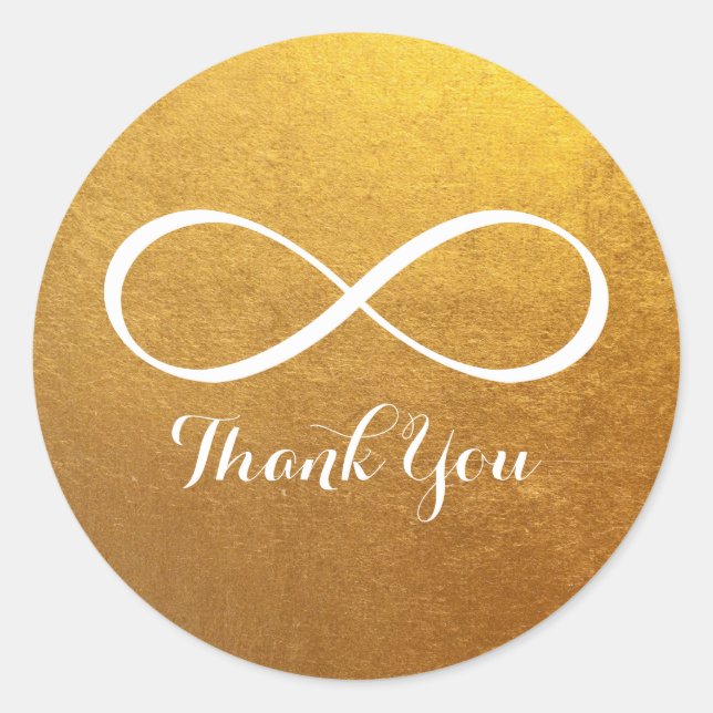 Gold White Infinity Symbol Vielen Dank Runder Aufkleber (Vorderseite)