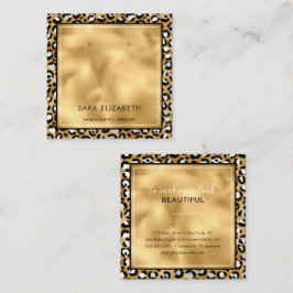 Gold White Leopard Print Earring Display Card Quadratische Visitenkarte