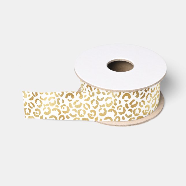 Gold White Leopard Print    Ripsband (Spule)