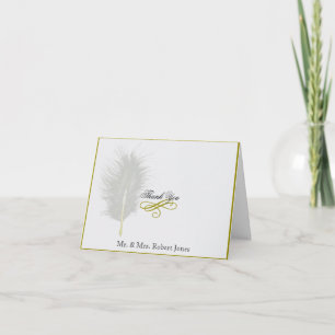 Gold White Marabou Feather Jahrestag Vielen Dank Dankeskarte