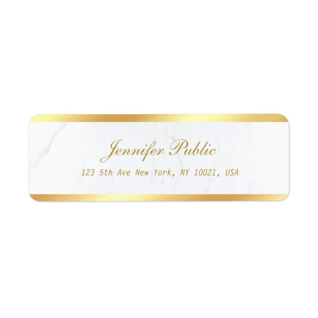Gold White Marble Calligraphic Script Text Elegant (Vorne)