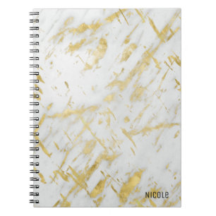 Gold & White Marmor Glam Elegant Maßanfertigung Notizblock