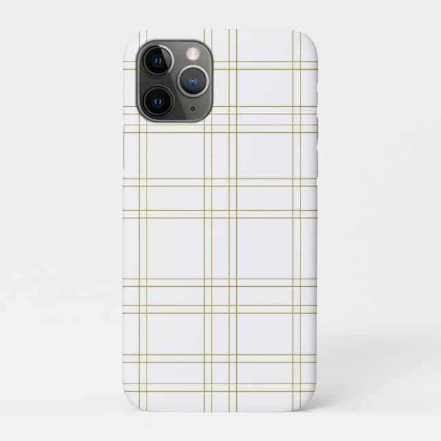 Gold & White Minimal Modernes, Kariertes, sauberes Case-Mate iPhone Hülle (Rückseite)