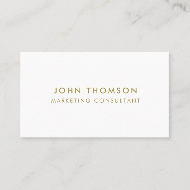 Gold White Minimalistisch Modern Beruflich Visitenkarte (Vorderseite)