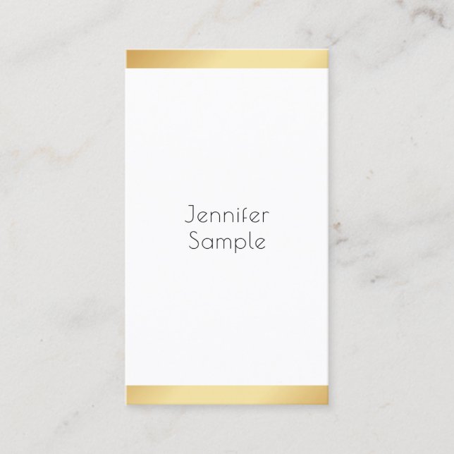 Gold White Modern Beruflich Personalisiert Trendy Visitenkarte (Vorderseite)