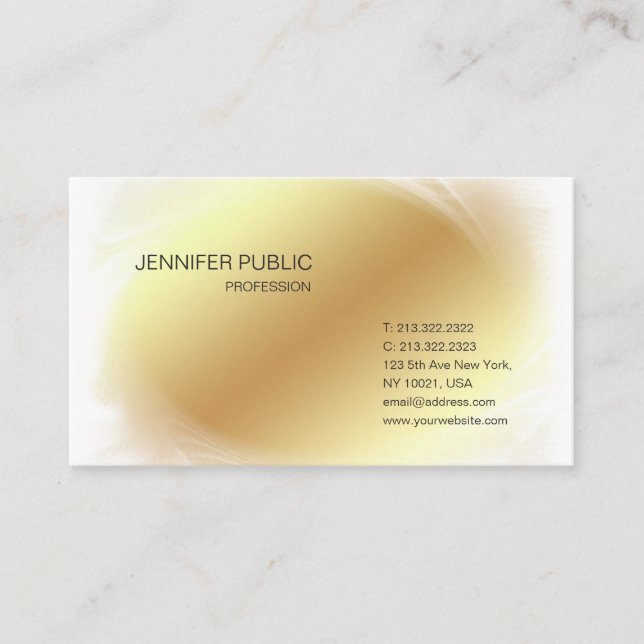 Gold White Modern Glamour Chic Design Trendsetter  Visitenkarte (Vorderseite)