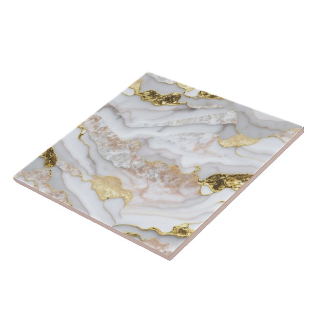 Gold White Modern Marble Agate Collection Fliese (Seite)