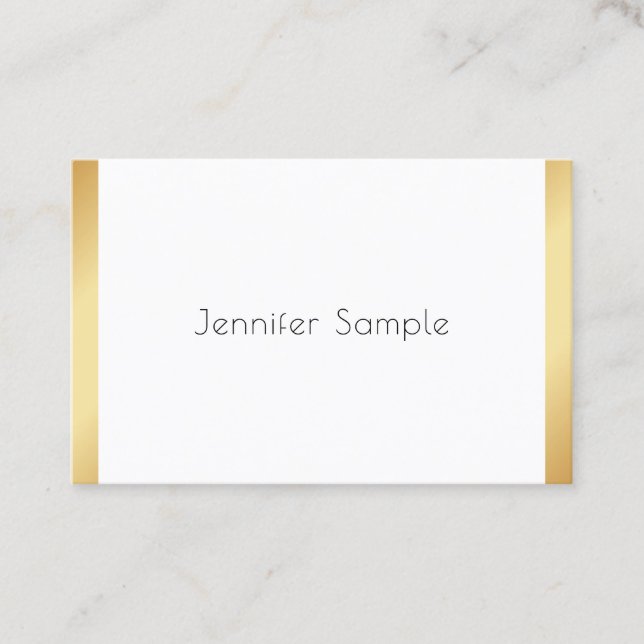 Gold White Moderne Beruflich Elegante Trendy Visitenkarte (Vorderseite)