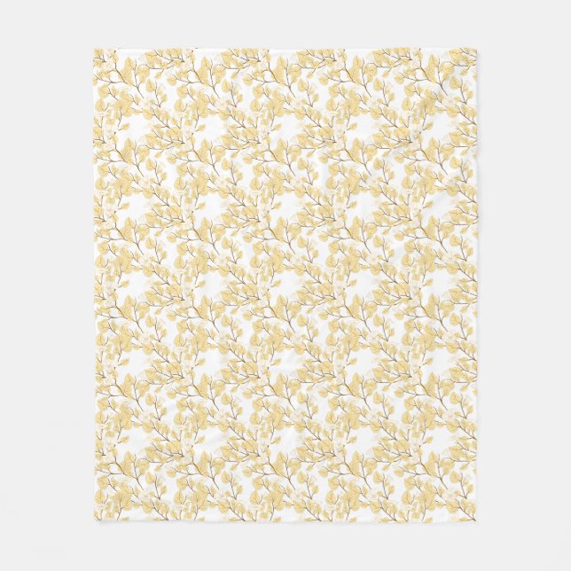 Gold White Morning Glory Blume Fleecedecke (Vorderseite)