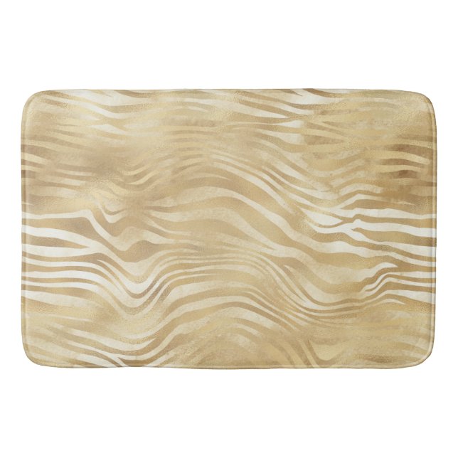 Gold White Ombre Zebra Badematte (Vorderseite)
