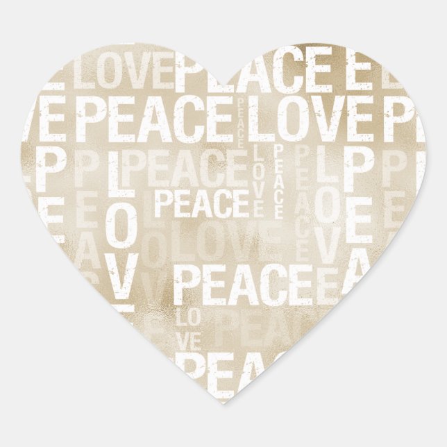 Gold White Peace Liebe Heart Sticker (Vorderseite)