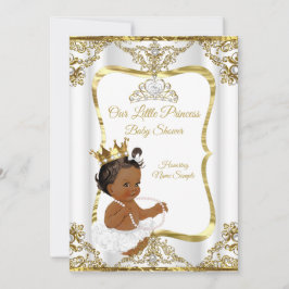 Gold White Pearl Princess Baby Shower Ethnic Einladung