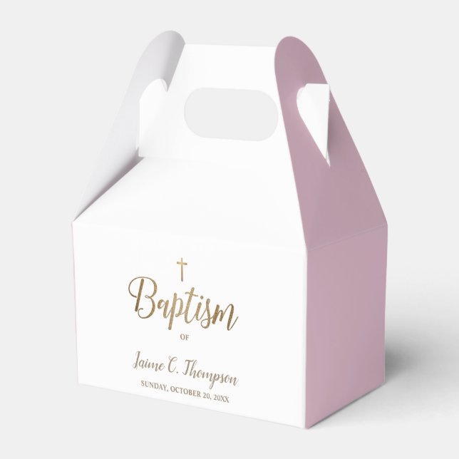 Gold White Pink Taufe Cross Custom Vielen Dank Fav Geschenkschachtel (Vorderseite)