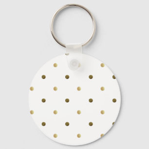 Gold White Polka Dots Golden Dots auf Weiß Schlüsselanhänger