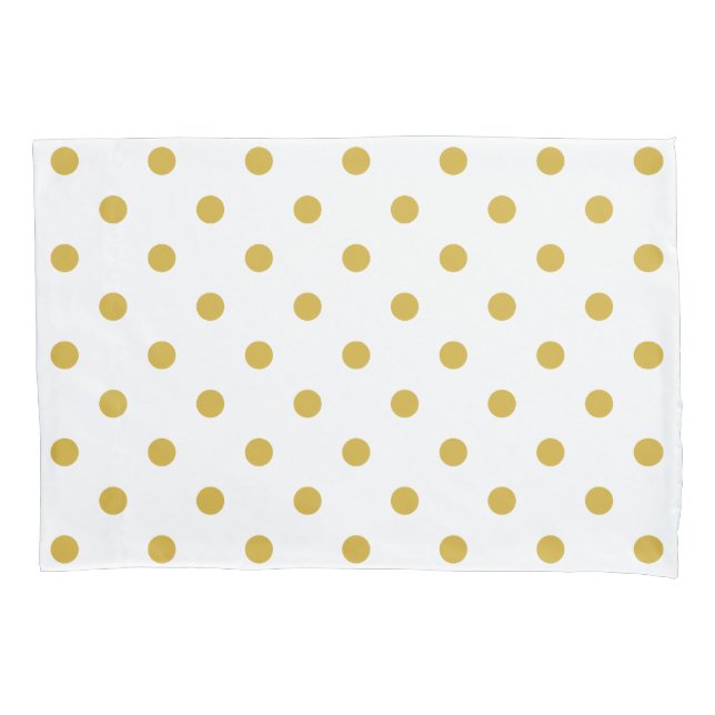Gold White Polka Dots Muster Kissenbezug (Vorderseite)