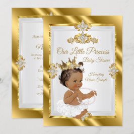 Gold White Princess Baby Dusche Ethnic Einladung