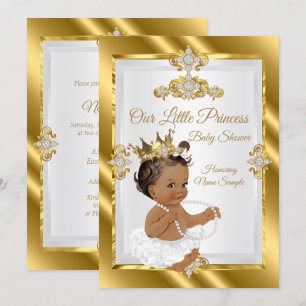 Gold White Princess Baby Dusche Ethnic Einladung