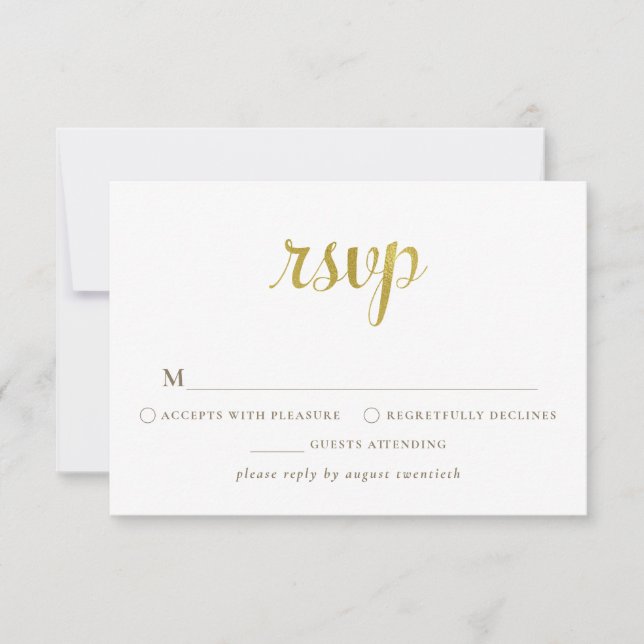 Gold White RSVP-Karte zum 50-jährigen Jubiläum RSVP Karte (Vorderseite)