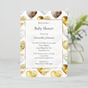 Gold White Schokoladen-Herzen Baby Shower Einladung
