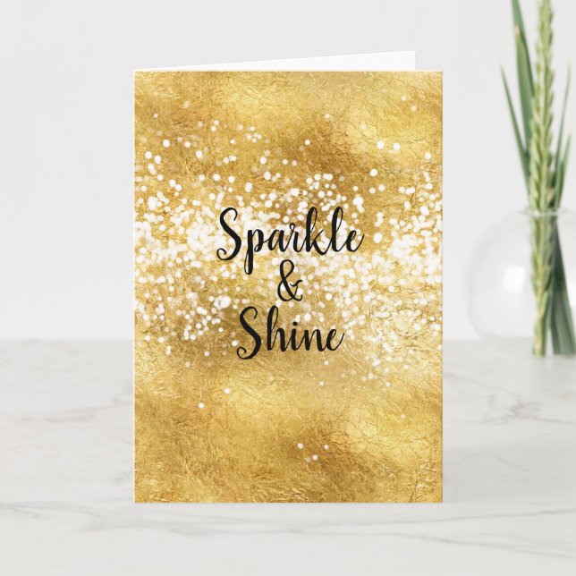 Gold White Sparkle Shine Feiertagskarte (Vorderseite)