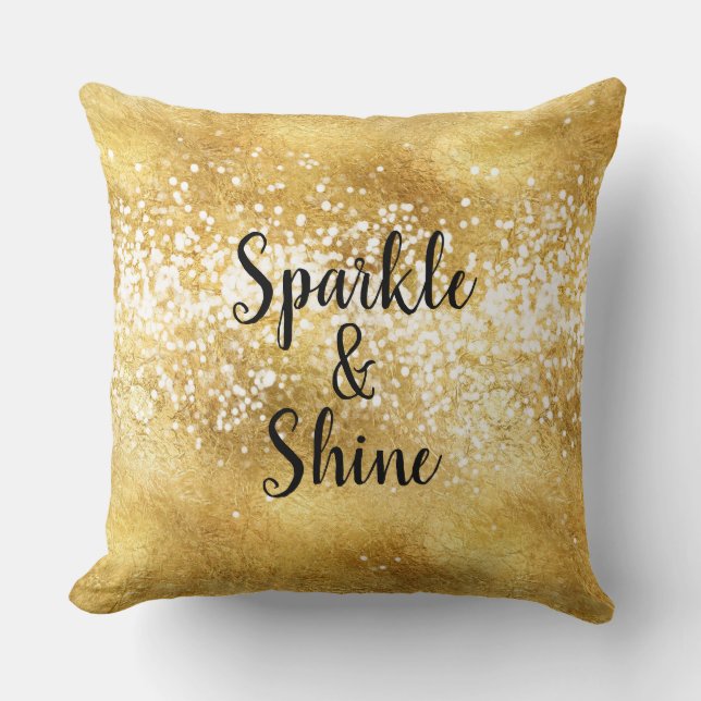 Gold White Sparkle Shine Kissen (Vorderseite)