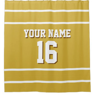 Gold White Stripes Sports Jersey Duschvorhang