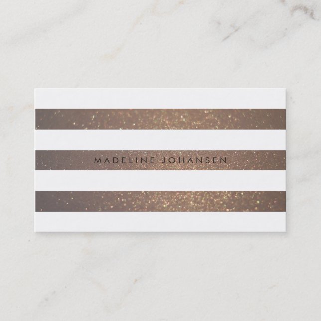 Gold White Strips Haare Stylist Business Cards Visitenkarte (Vorderseite)
