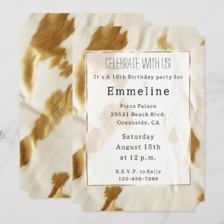 Gold White Südwest Cowhide Einladung
