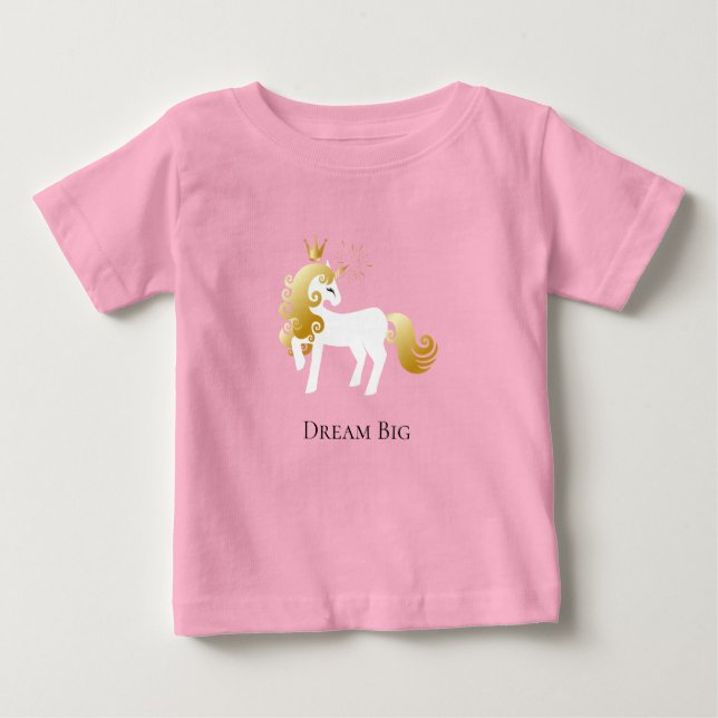 Gold White Unicorn Dream Baby T-shirt (Vorderseite)