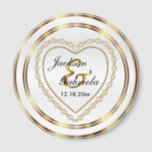 Gold & White Wedding / Jubiläumsgedanken Magnet<br><div class="desc">Hochzeitstag Gefallen Magnet. Ein Hochzeitstag-Sake aus der Braut und dem Bräutigam oder ein Jubiläum-Paar, das bereit ist zu personalisieren. Wenn nötig... können Sie alle Texte löschen und mit Ihren eigenen Texten, Farben und Schriftart neu starten. ✔ Hinweis: Nicht alle Vorlagenbereiche müssen geändert werden. 📌 Wenn Sie weitere Anpassungen benötigen, klicken...</div>