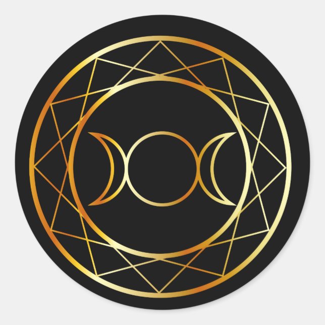 Gold Wiccan Symbol Triple Goddess Runder Aufkleber (Vorderseite)