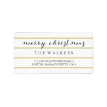 Gold Wide Pinstripes Script Frohe Weihnachten